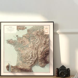 france poster map on the wall decor, gift for him