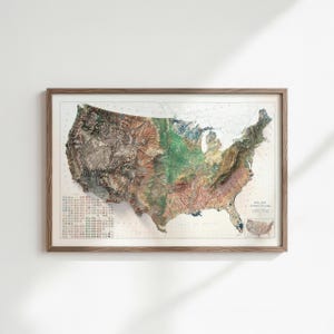 Vintage Map of United States: Relief of the USA, Historical Wall Decor, Antique Poster image 12