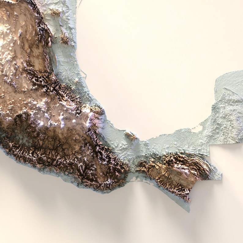 Explore the details and bring the beauty of Mexico’s topography.  Perfect for geography enthusiasts, map collectors, or anyone who appreciates fine craftsmanship.