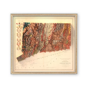 Connecticut Geological Map Art Print: Topography Wall Decor