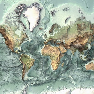 The World Map 4 - Topography - Shaded Relief Map - Elevation Map