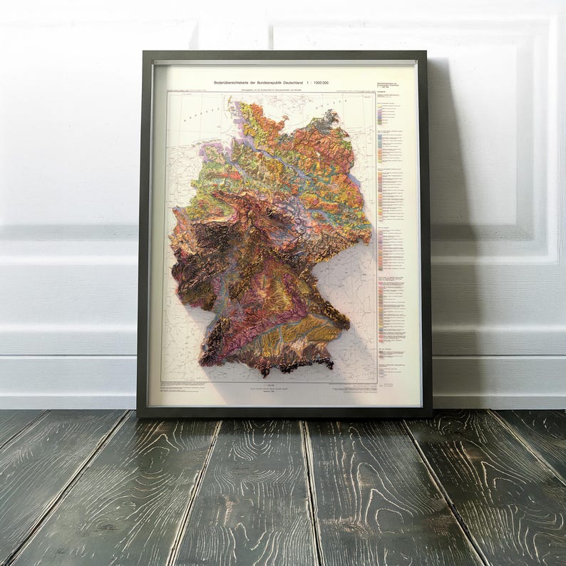 Vintage Germany Soil Map Print: Topographic Relief Wall Art image 6