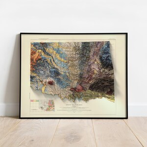 Oklahoma Geological Map Art Print: Vintage Topographic Terrain image 5
