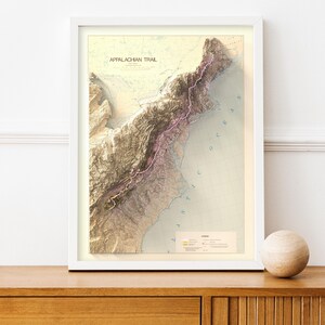 framed unique trail map, Trail Design for Modern Home Decor, McAfee Knob, Virginia trail map