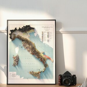 Italy Soil Map (1966): Vintage Relief Decor, Wall Art Gift, Unique Map Poster image 2