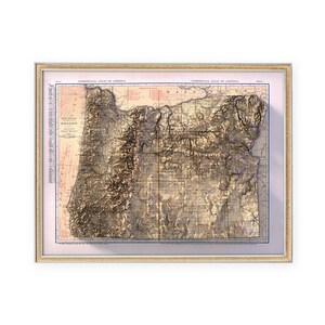 Vintage Oregon Map Art Print: Topography Home Decor