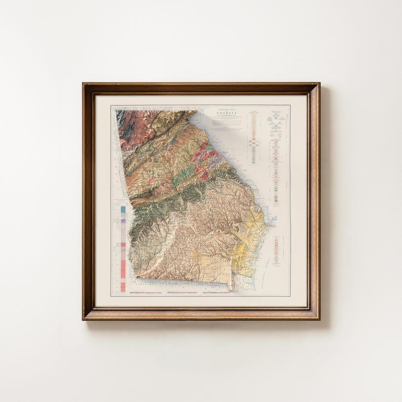Vintage Georgia Geological Map Print (1939): Topographic Wall Art image 1