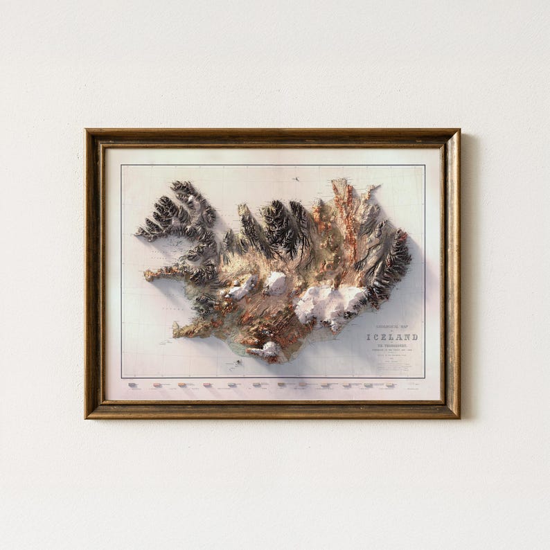 Iceland Topographic Map Print: 1901 Geological Wall Art image 4