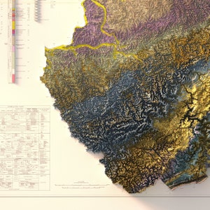 Geologisk karta över West Virginia från 1968: Vintage topografiskt relieftryck bild 7