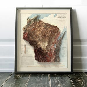 Wisconsin Geologische Karte (1911) - Wanddekoration - Topographie - Kunstdruck - Einzigartiges Geschenk