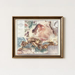 Europe Tectonic Map Art Print: Vintage Wall Decor image 4