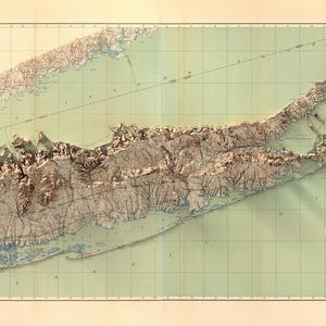 Vintage 1913 Long Island Topographic Map. This digitally restored vintage map captures the essence of Long Island’s landscapes over a century ago.