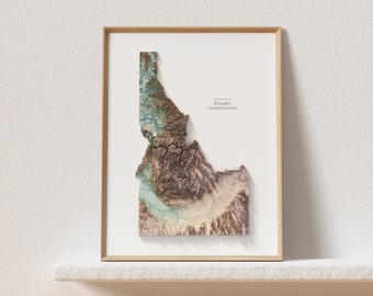 Mapa de relieve sombreado de Idaho: Impresión topográfica