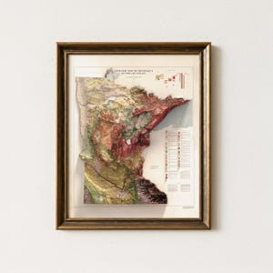 Geological Map of Minnesota (1982) – Vintage Quaternary Geology Print – Relief Effect Earth Science Art image 4