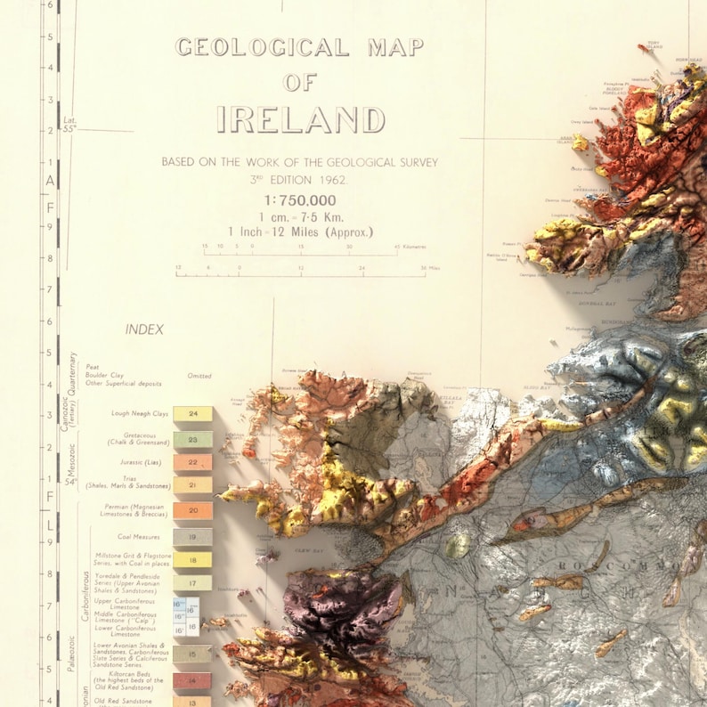 Geologische Karte Irlands (1878): Vintage-Wanddekoration, einzigartiger Kunstdruck, Geschenk für Kartenliebhaber Bild 10
