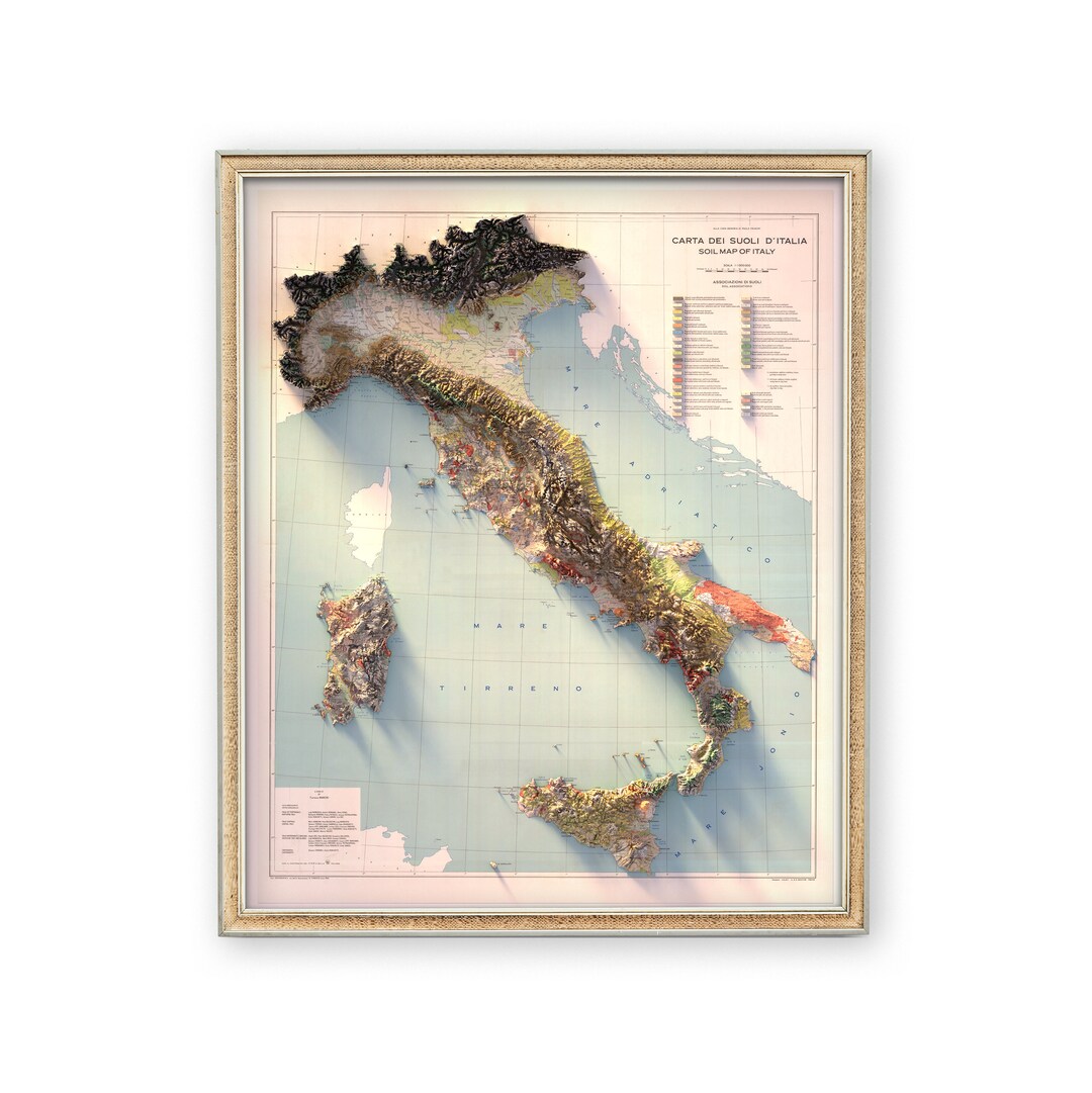 Amazon.co.jp: Italy Map - Framed Poster / Print (Italian