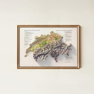 Switzerland Map: Vintage Relief Map Print 1975, Rural and Agricultural Poster image 10