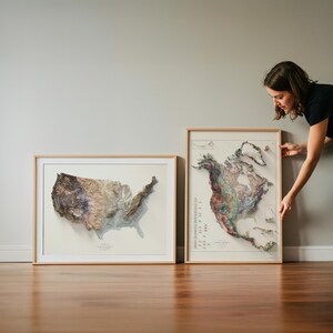 Mapa topográfico dos EUA para impressão: Arte de parede topográfica dos Estados Unidos, pôster geográfico decorativo detalhado. imagem 3
