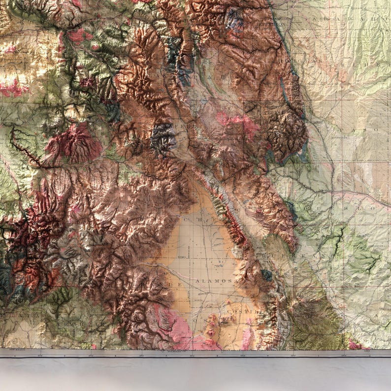 Shaded Relief Colorado Geologic Map: Vintage Art Print With Realistic ...