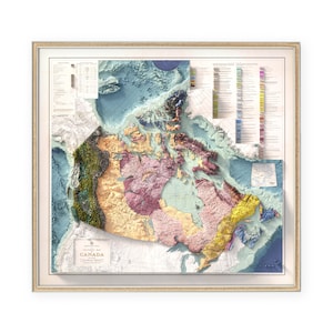 Canada - Tectonic Map - Wall Decor - Topography - Art Print - Unique Gift