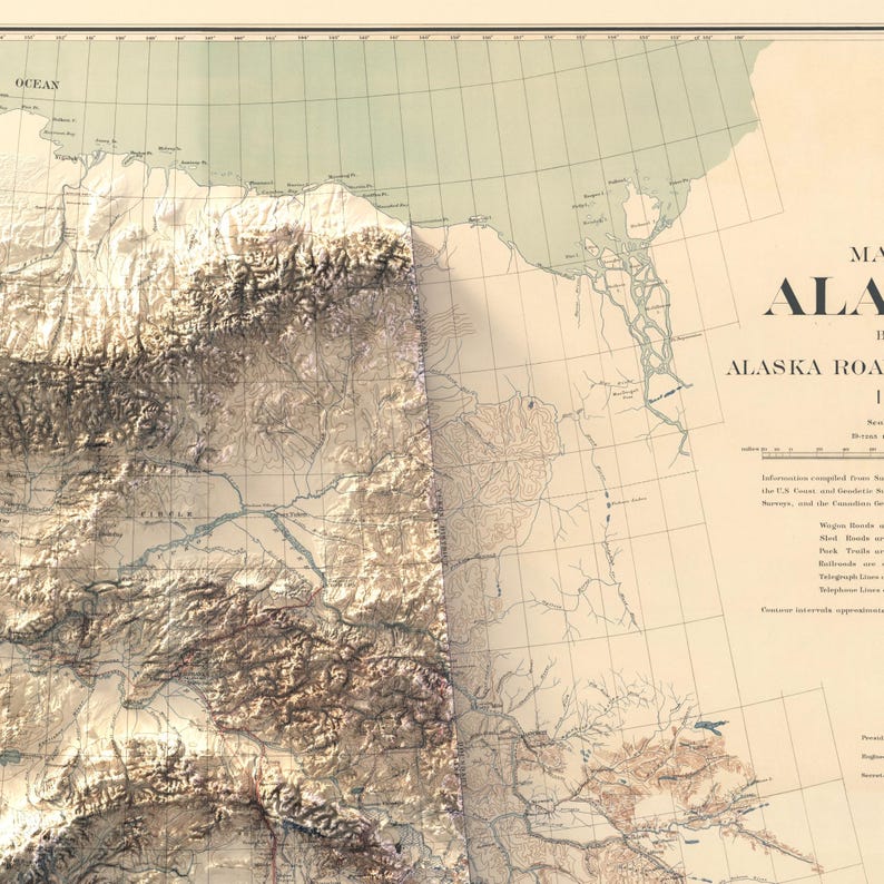 Stunning zoom of Northeast Alaska’s Arctic wilderness in 3D topographic art: the Brooks Range’s jagged peaks, Arctic National Wildlife Refuge’s vast tundra, and Beaufort Sea coastlines. Designed with realistic shading for depth, this map highlights caribou migration routes, permafrost patterns, and remote villages—ideal for educators, explorers, or anyone passionate about Alaska’s last untouched frontiers. A statement piece for modern or rustic interiors.