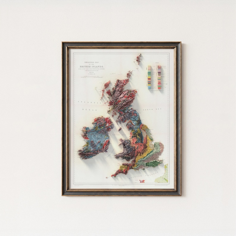British Islands Topographic Map Art Print: Geological Wall Decor image 8