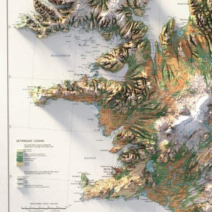 Iceland Topographic Map: Vintage Style Vegetation Wall Art Print image 9