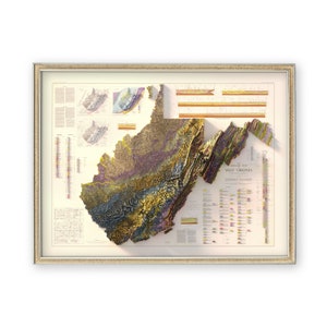 Carte géologique de la Virginie-Occidentale (1968) - décoration murale - topographie - impression d'art - cadeau unique