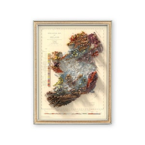 Mapa Geológico da Irlanda (1878) - Decoração de Parede Vintage - Topografia - Impressão de Arte - Presente Único