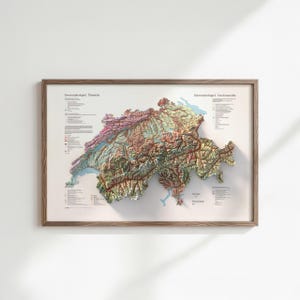 Switzerland Geomorphology Map: Detailed Natural Topography, Map Art Print, Vintage Wall Decor image 4