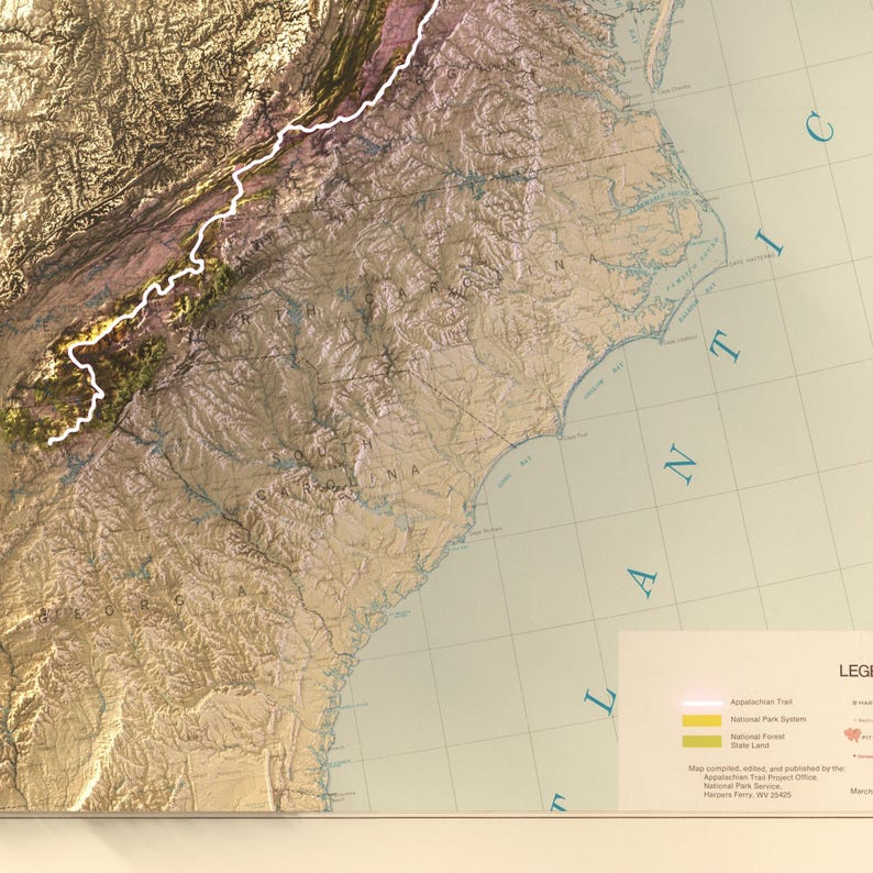 unique gift for map lovers, Mt. Katahdin, Maine, appalachian mountains for trekking