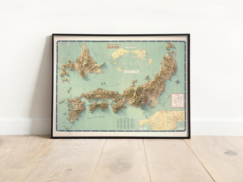 Vintage Japan Travel Map 1949: Mid-century Cartography Art Print - Etsy