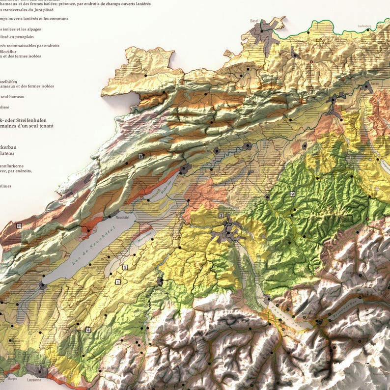 Switzerland Map: Vintage Relief Map Print 1975, Rural and Agricultural Poster image 8