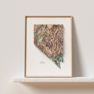 Nevada Map 01 - Topografie - Höhe - Art Print - Einzigartiges Geschenk