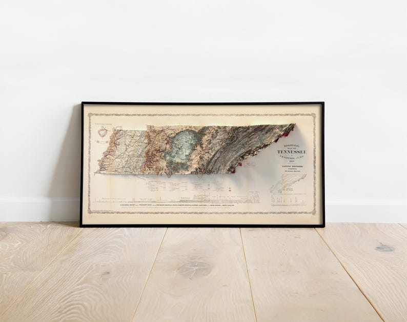 Geological Map of Tennessee 1869: Vintage Style Wall Decor, Topography Art Print image 4