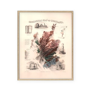 Vintage Scotland Map Print: 1850s Topography Art