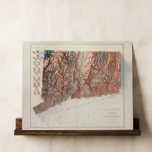 Connecticut Map Art Print: Vintage Wall Decor, Topographic Art Design image 3