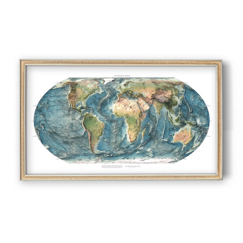 World Map Print in framed