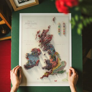 British Islands Topographic Map Art Print: Geological Wall Decor image 3
