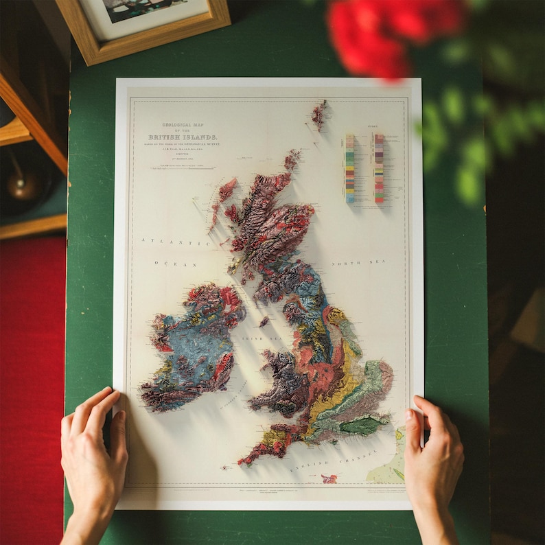 British Islands Topographic Map Art Print: Geological Wall Decor image 3