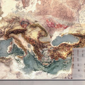 Europe Tectonic Map Art Print: Vintage Wall Decor image 9