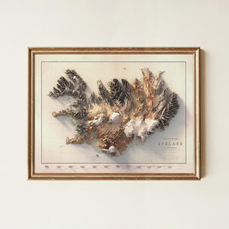 Iceland Topographic Map Print: 1901 Geological Wall Art image 8