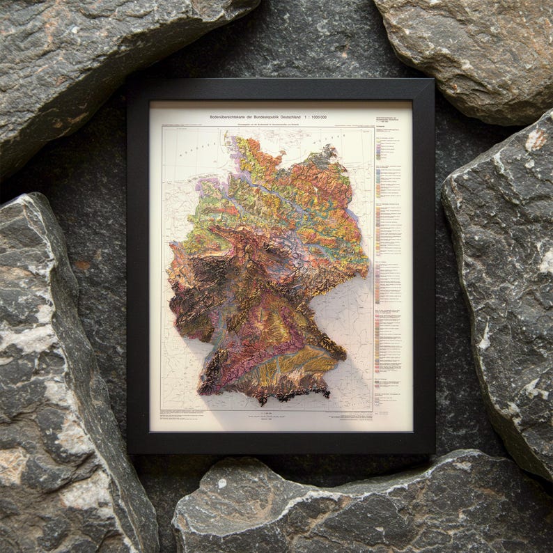 Vintage Germany Soil Map Print: Topographic Relief Wall Art image 7