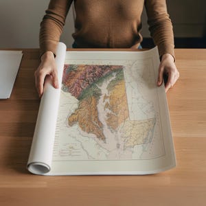 Sztuka druku mapy geologicznej Maryland w stylu vintage: topograficzna dekoracja ścienna zdjęcie 6