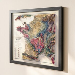 Geological Map of France: Topographic Elevation Art Print image 5