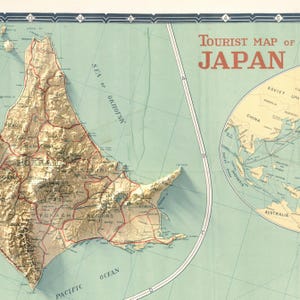 Vintage Japan Travel Map 1949: Mid-Century Cartography Art Print image 9