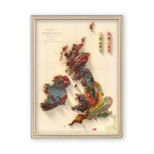 Geological Map of British Islands - Wall Decor - Topography - Art Print - Unique Gift