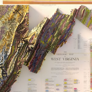 Geologisk karta över West Virginia från 1968: Vintage topografiskt relieftryck bild 8