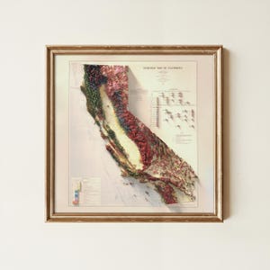 Vintage California Geological Map, Topographic Wall Art Print, Historic Map Decor image 4