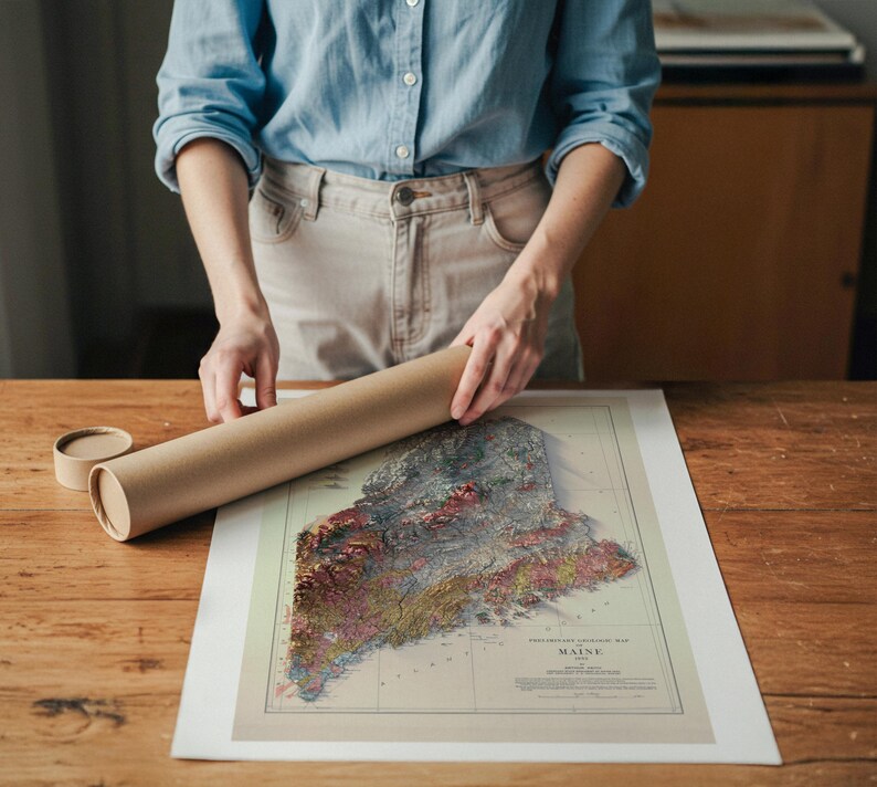 Maine Geological Map: 1922 Vintage Map of Topography, Antique Style Wall Decor image 6